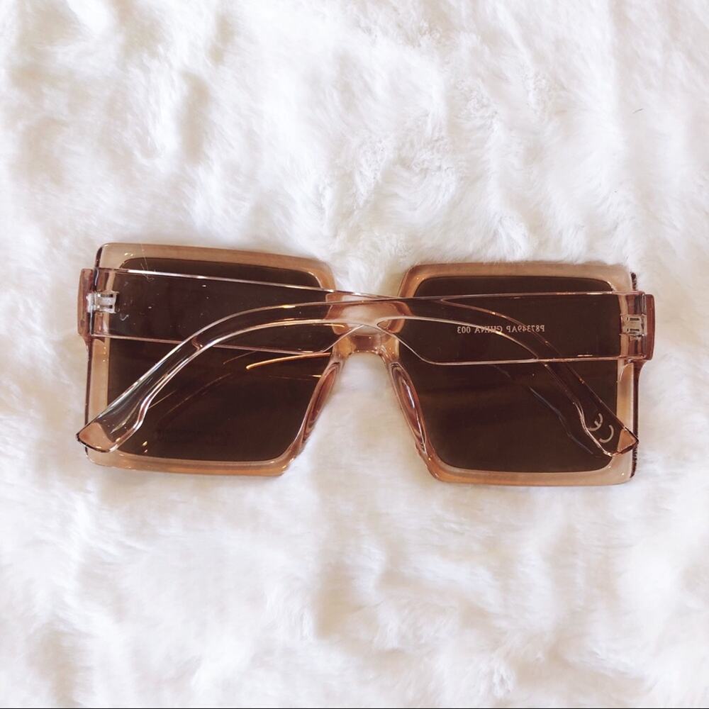 Molly Clear Pink Oversized Rectangle Sunglasses - Picture 9 of 9